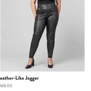 Used Spanx faux leather black joggers